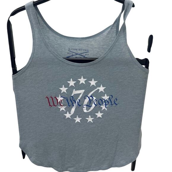 Grunt Style Women's SM Red White & Blue We The People 76 Graphic Tank Top - Picture 1 of 6